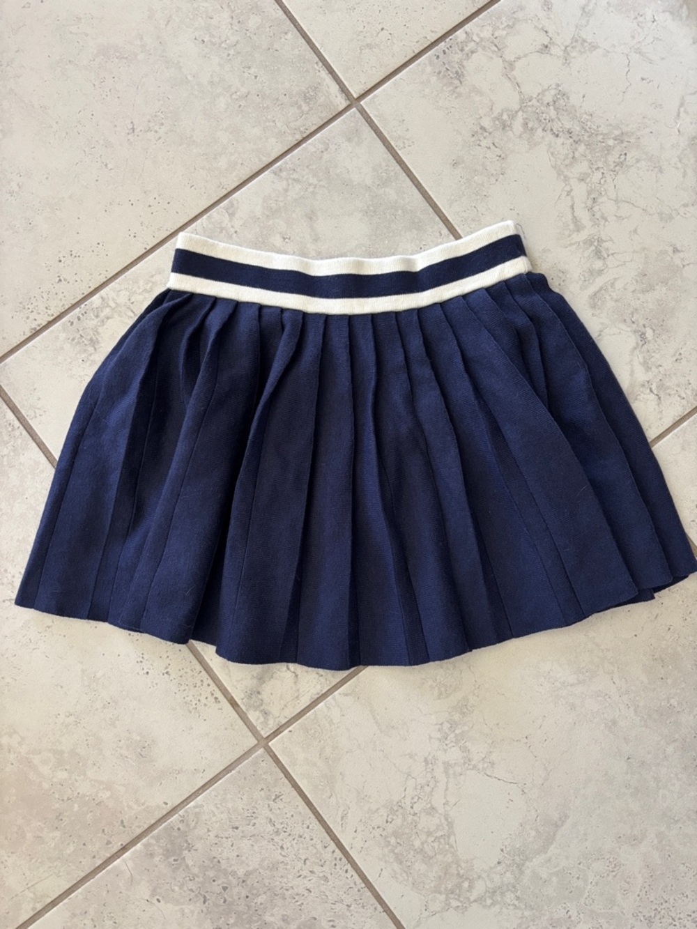 Aerie Women's Navy Pleated Skirt with Contrast Stripe Waistband